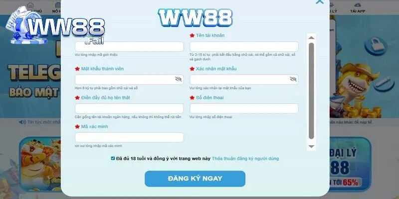 Đăng Ký WW88 - Trải Nghiệm Nền Tảng Cá Cược Đỉnh Cao 1 Chi tiết quy trình đăng ký trên hệ thống WW88